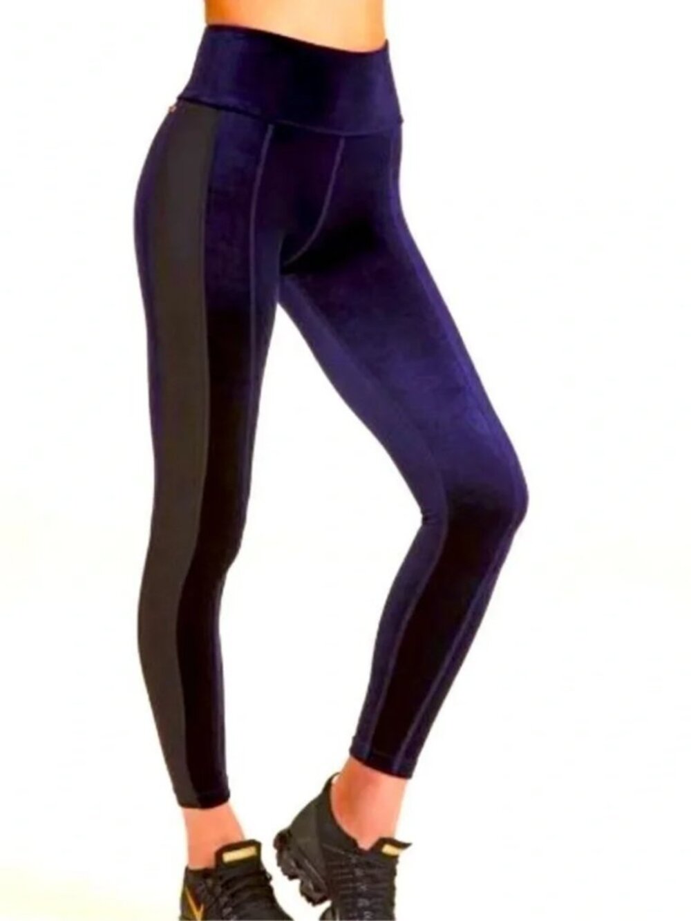 ALALA High Waisted Blue Velvet Legging Yoga Tight Midnight Navy Sheer Stripe XS